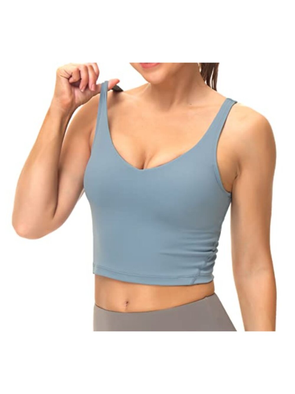 Longline Sports Bra Padded Workout Yoga Crop Tank Top